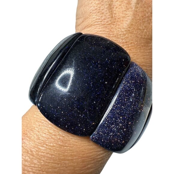 Lola Rose Blue Goldstone Stretch Bracelet With Chunky Sparkling Beads For Women - Picture 5 of 8